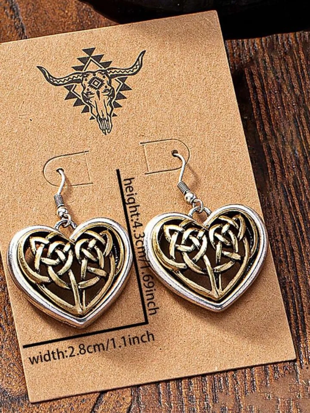 Heart Knot‎ Drop Earrings - Silver & Gold